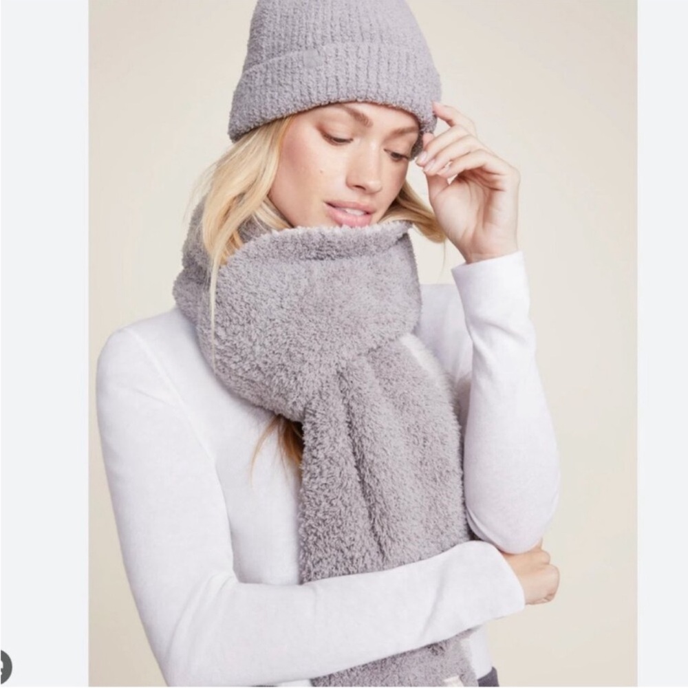 Barefoot Dreams Fuzzy Scarf Cozy Chic- Light Gray